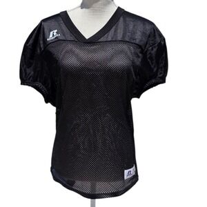 Russell Athletic Football Jersey V Neck Mesh Short Sleeve Top